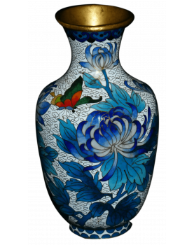 Vase Cloisonné Bleu Motif...